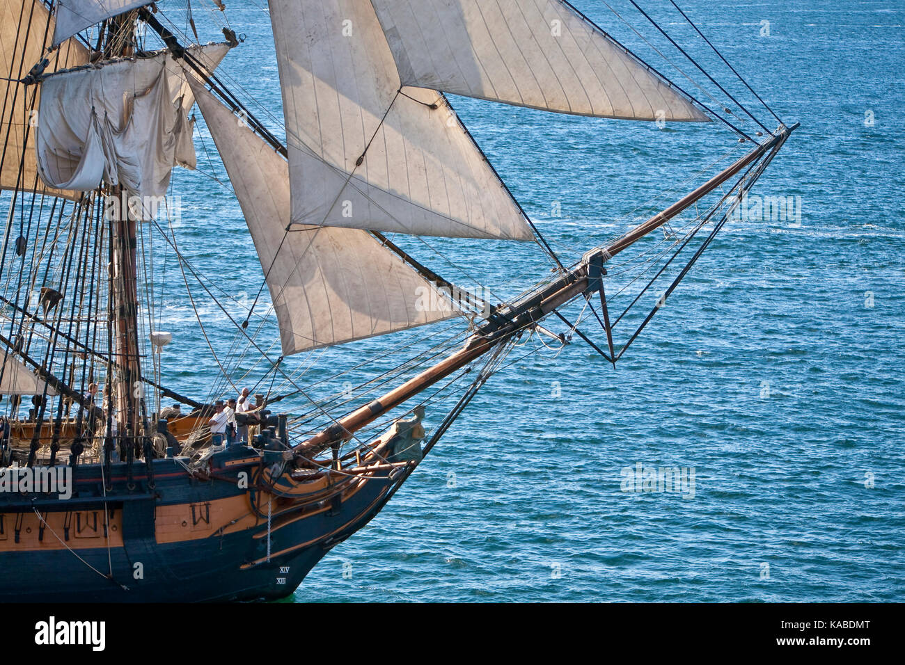 Tall Sailing Ship HMS Surprise, on San Diego Bay, CA US, is a