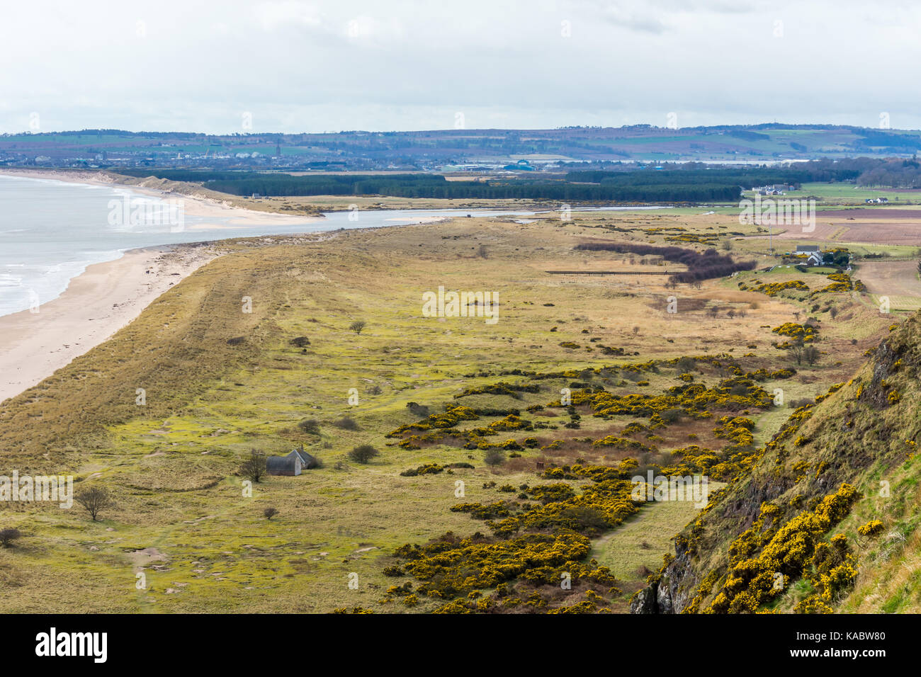 Montrose basin from St. Cyrus cliff top. Stock Photo