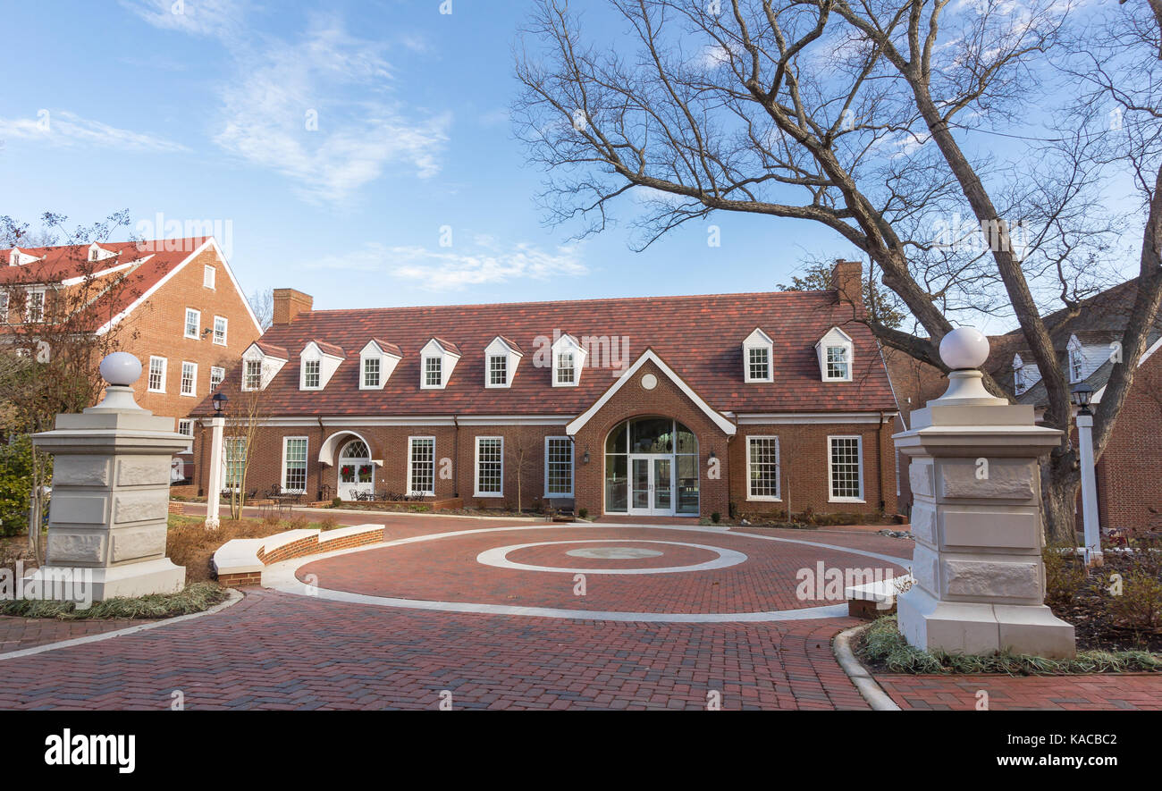 Student Center and Plaza at Salem College in Winston-Salem, NC.  Built in 2014. Stock Photo