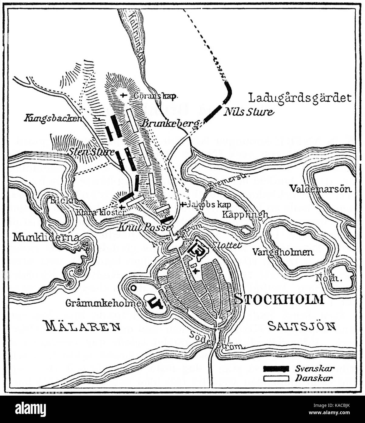 Schwedische Karte zur Schlacht am Brunkeberg 1471 Stock Photo