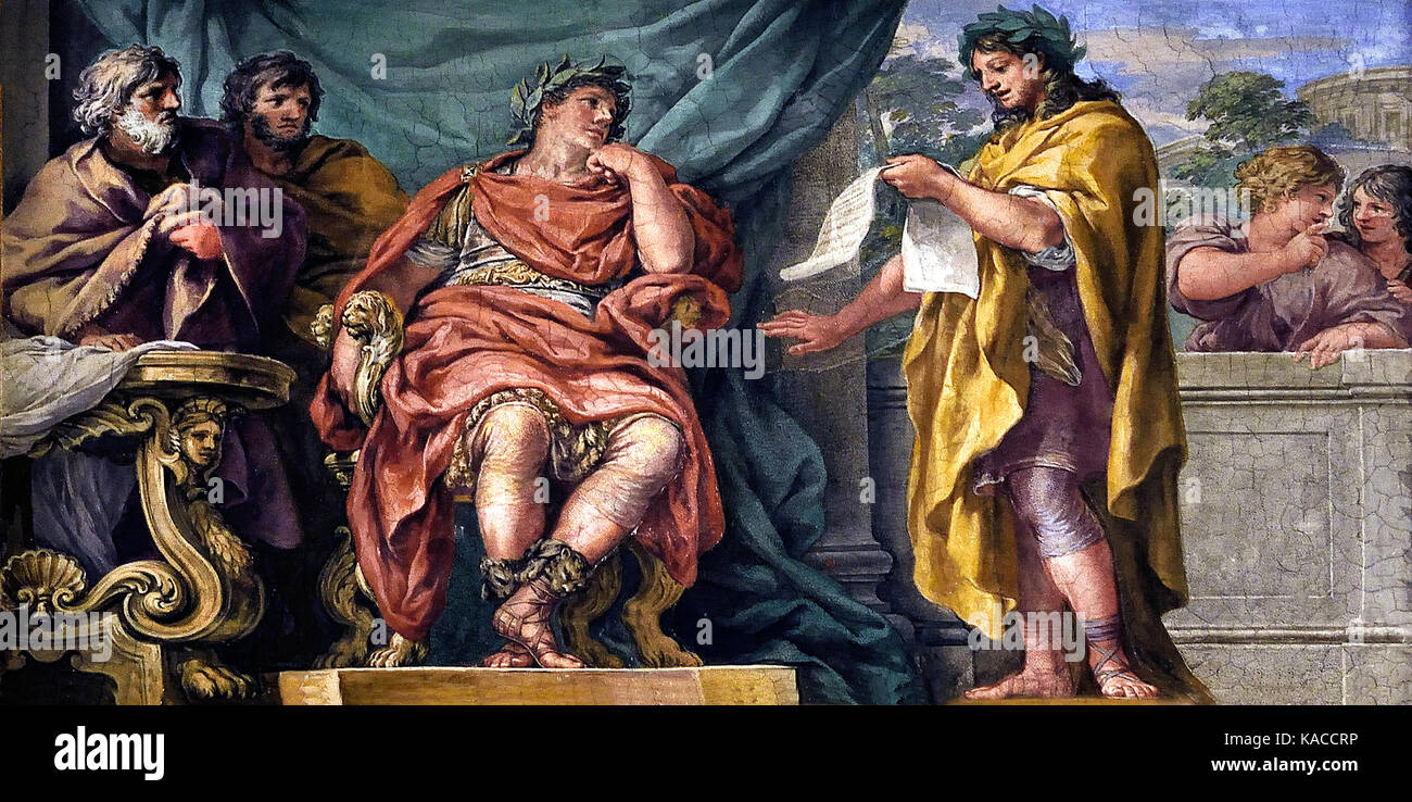 Gaius Julius Caesar 100 BC - 44 BC  Frescoes in The Pitti Palace 1458 (was town residence of Luca Pitti, an ambitious Florentine banker. ) Renaissance Florence, Italian ,Italy Stock Photo