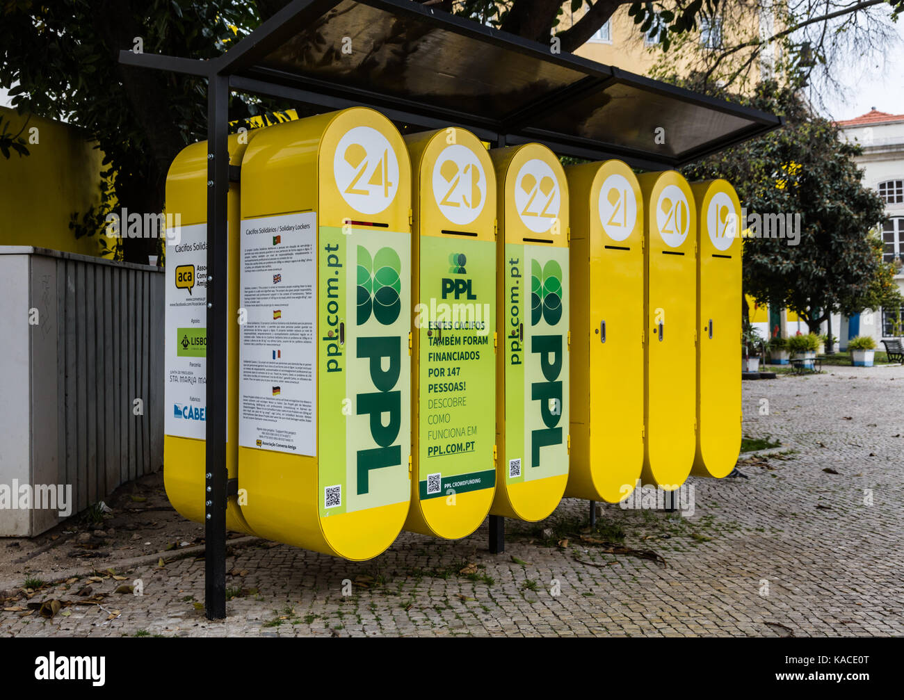 Lockers for the homeless in Lisbon Stock Photo - Alamy
