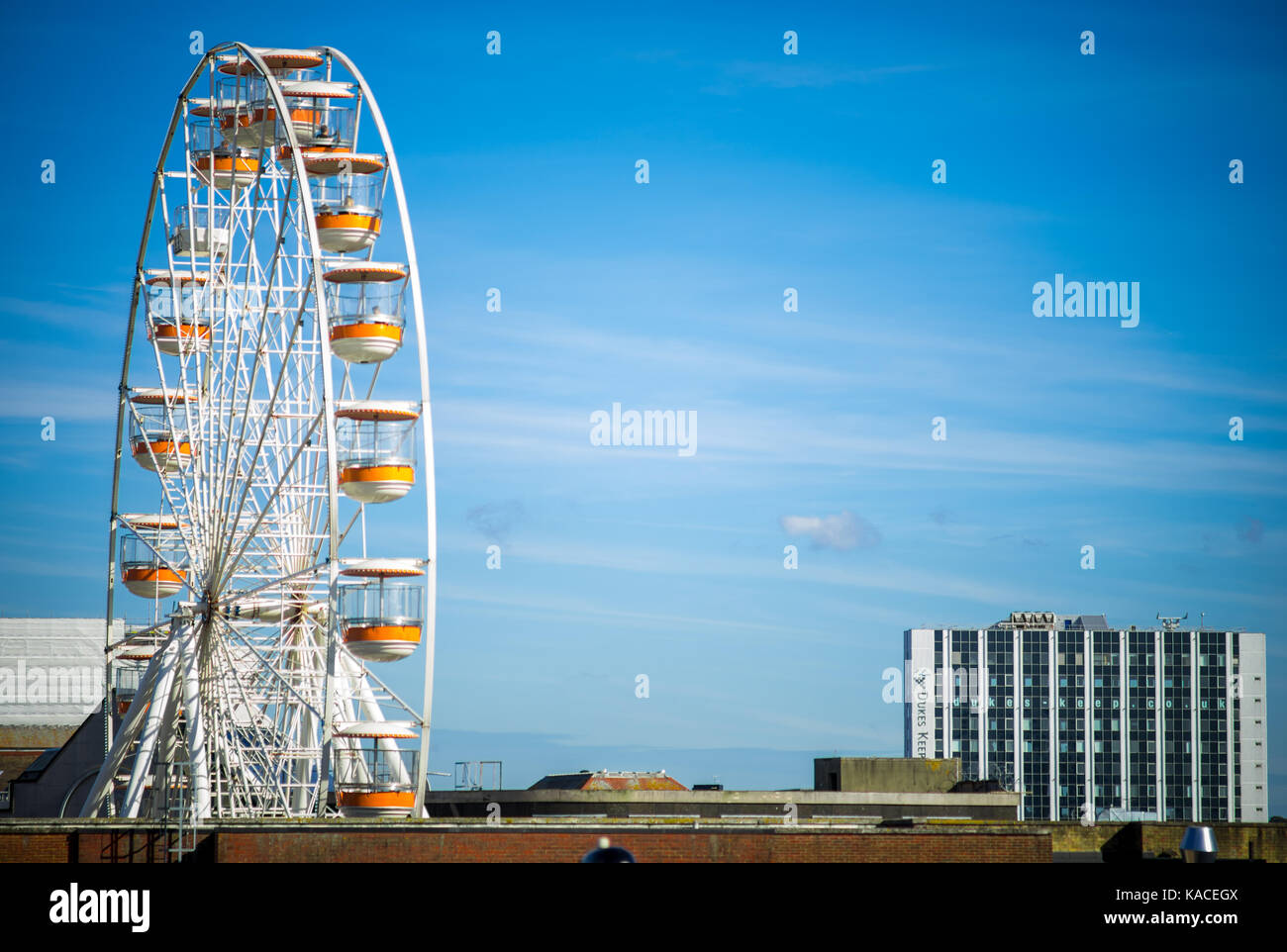 The Sky View Observation Wheel - the Uk's tallest mobile ferris wheel erected in Southampton city centre, UK Stock Photo