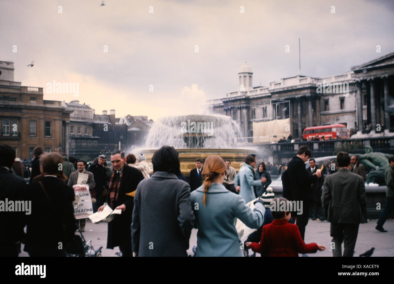 Vintage image of Trafalgar Square, London from April 1967 Stock Photo