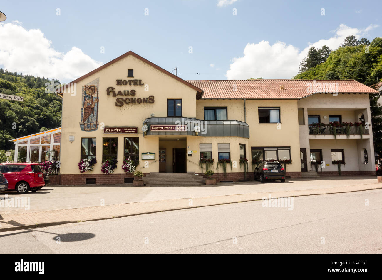 METTLACH, GERMANY - 6TH Aug 17: Hotel Haus Scnons is three star hotel located near the River Moselle. Stock Photo