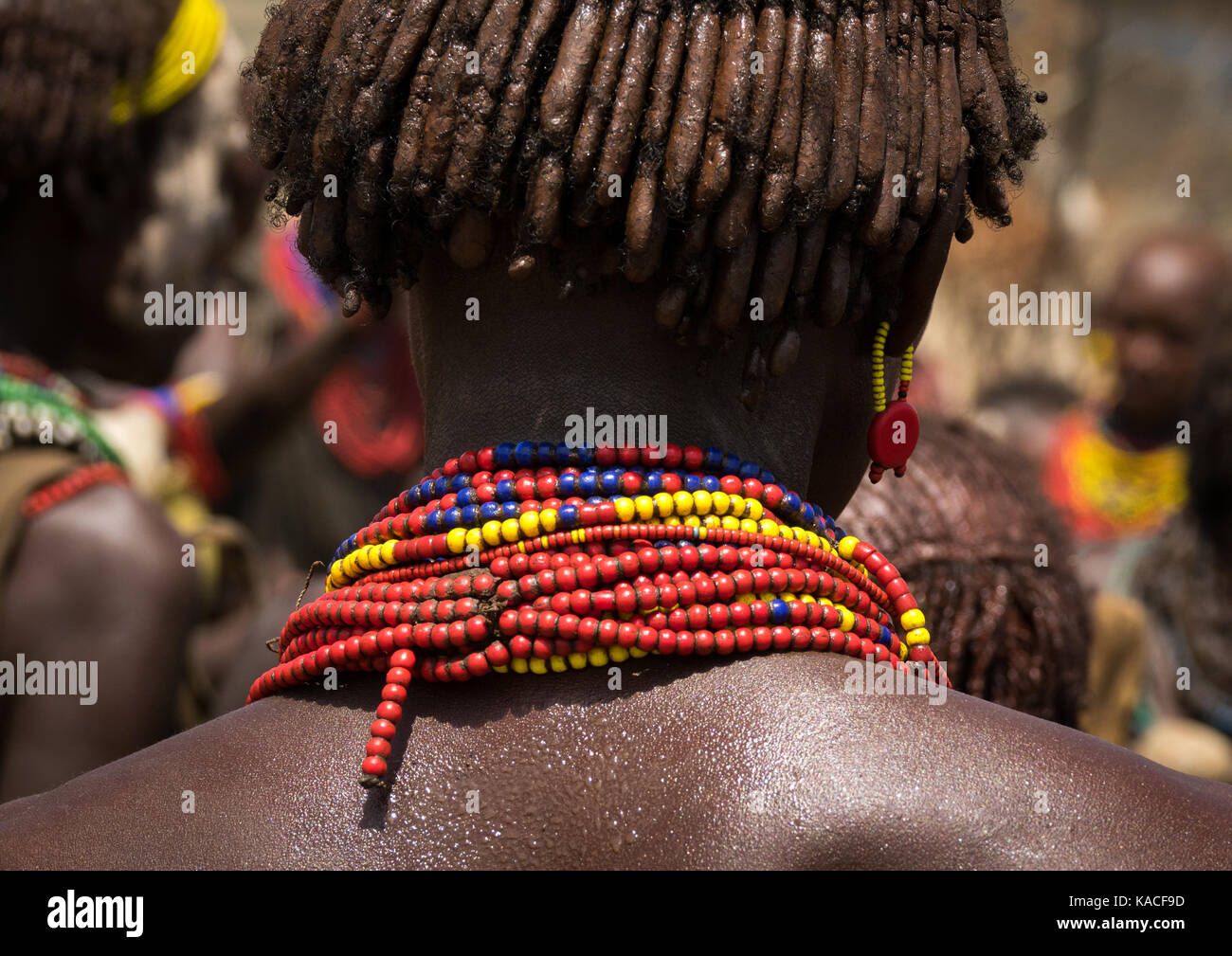 Girl attending Dassanech Proud Ox celebration, Salheng,Turkana County, Omorate, Ethiopia Stock Photo