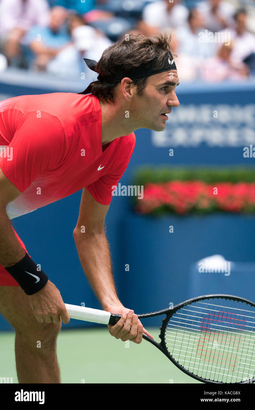 Roger Federer (SUI) competing at the 2017 US Open Tennis Championships Stock Photo
