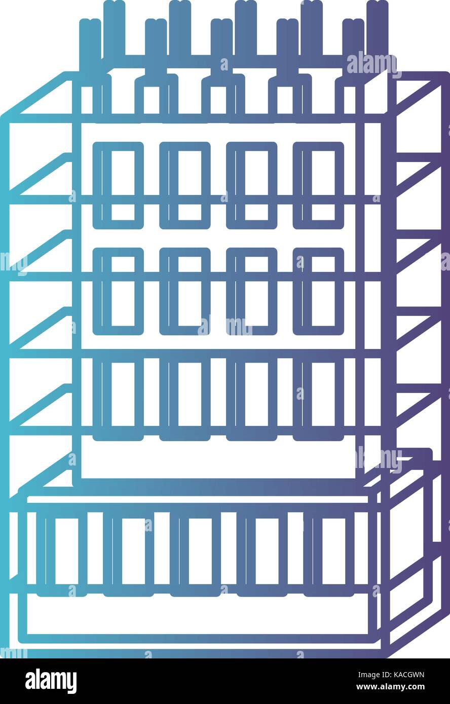 building under construction with scaffolding around in gradient color ...