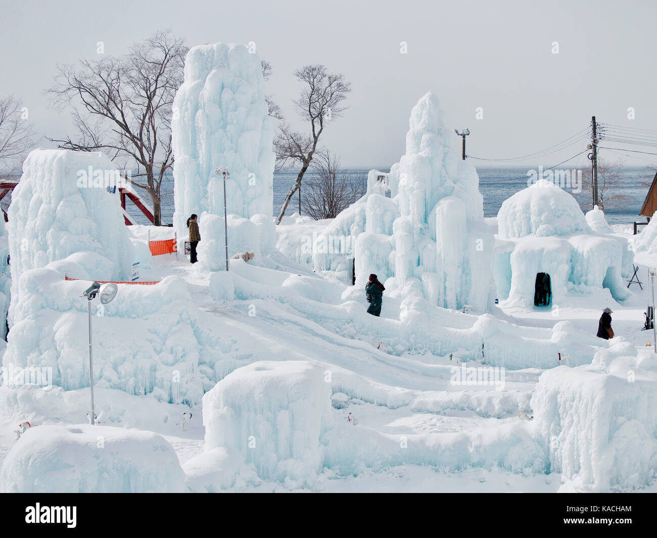Winter Ice Festival at Lake Shikotsu, Hokkaido, Japan Stock Photo