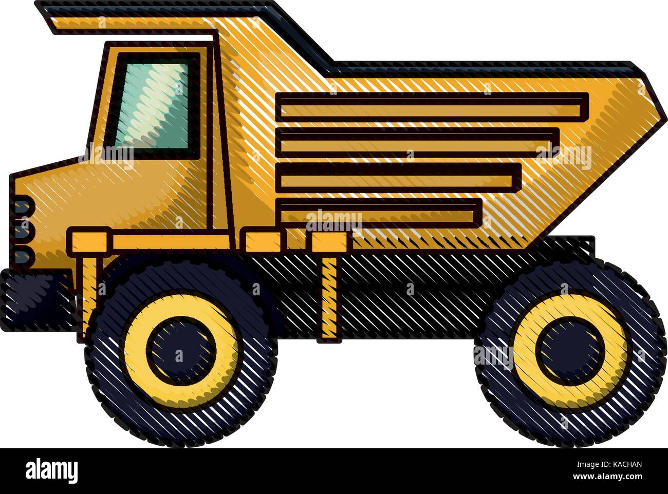 dump truck flat icon in colored crayon silhouette Stock Vector Image