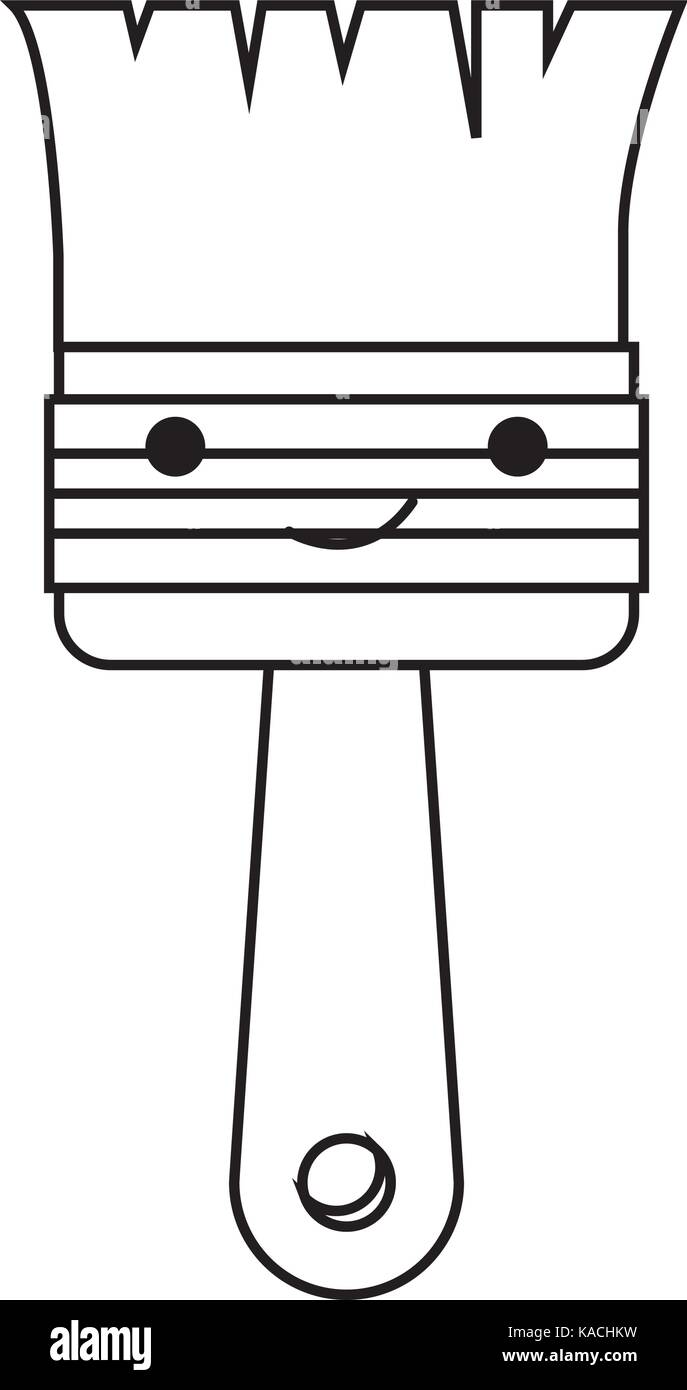 paint brush icon monochrome kawaii silhouette Stock Vector Image & Art