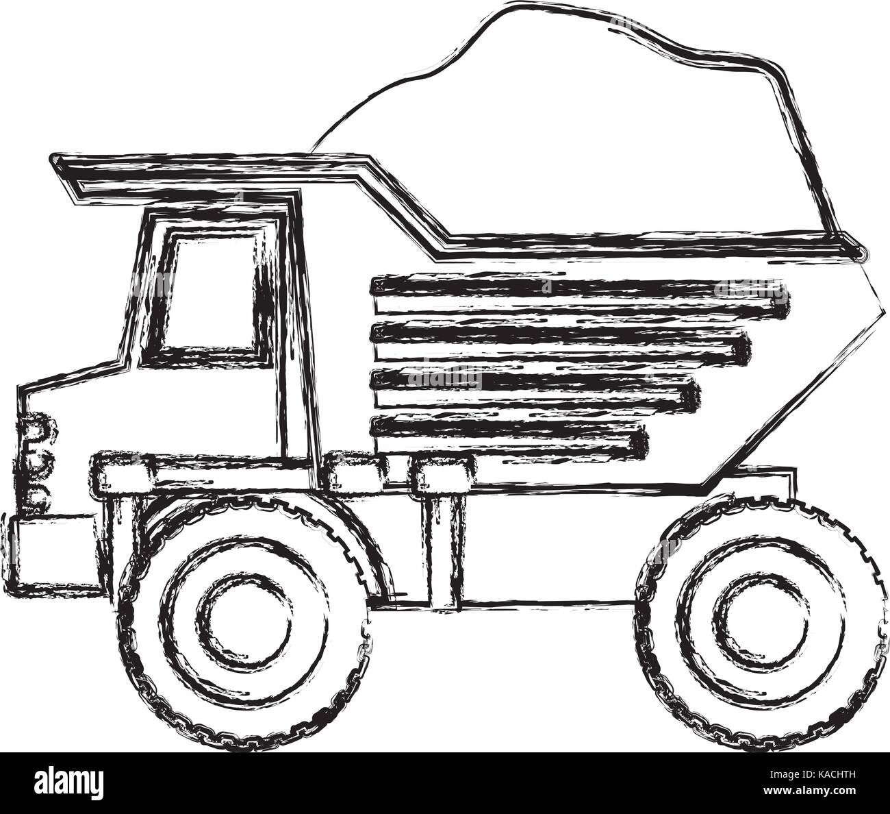 Dump Truck With Load In Monochrome Blurred Silhouette Stock Vector 