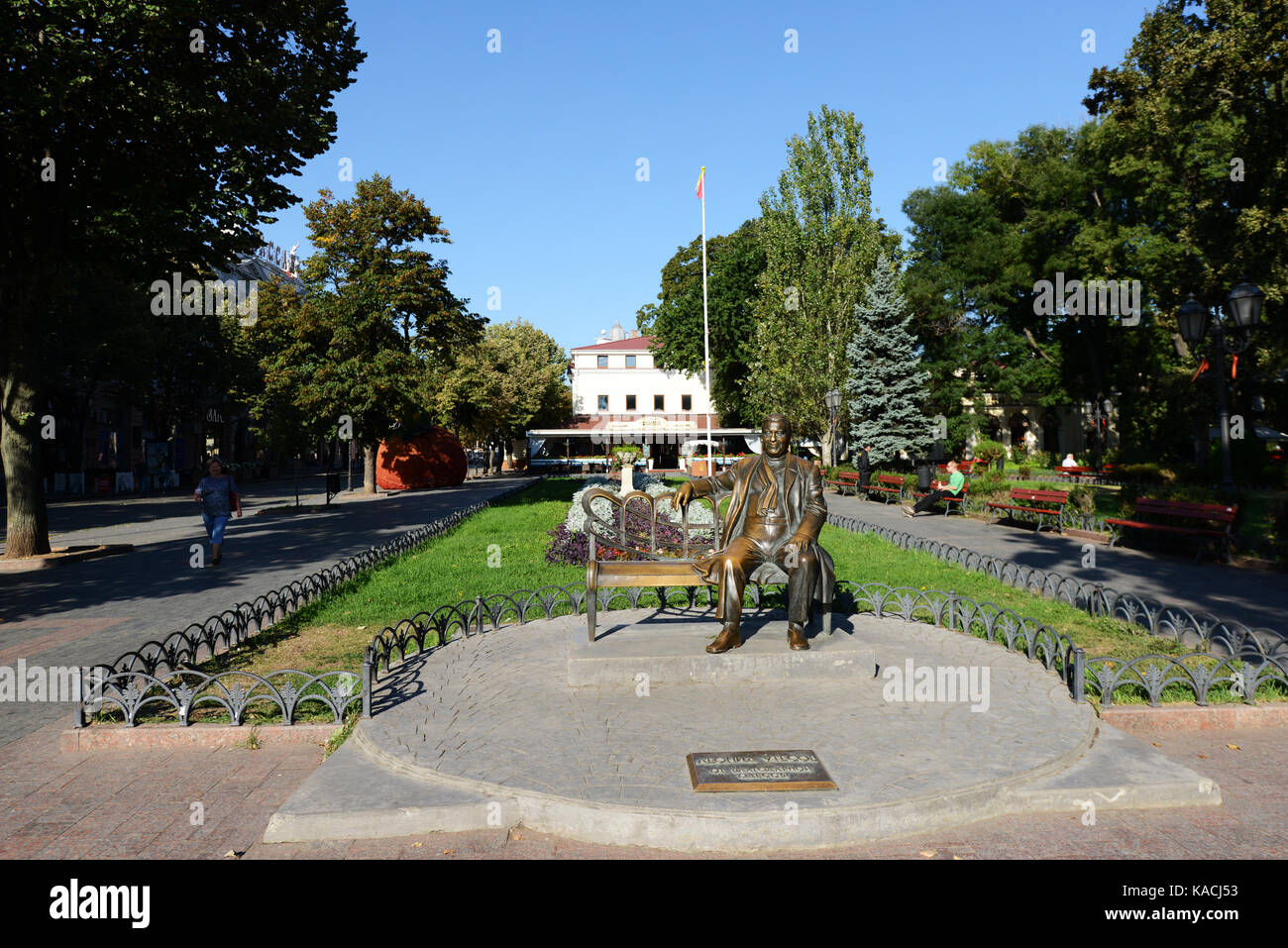 Monument to Leonid Utiosov at the Odessa city garden. Stock Photo