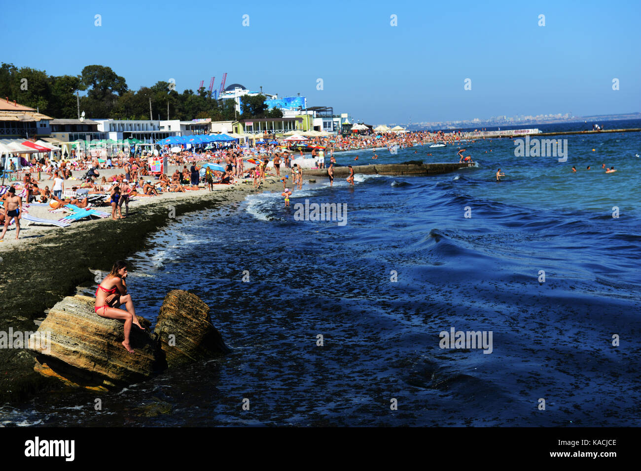 Otrada beach in Odessa, Ukraine. Stock Photo