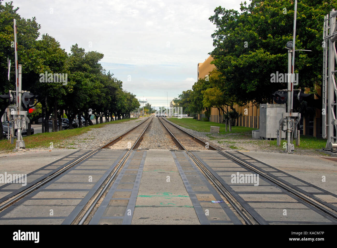 Road/rail crossing, Fort Lauderdale, Florida, USA Stock Photo