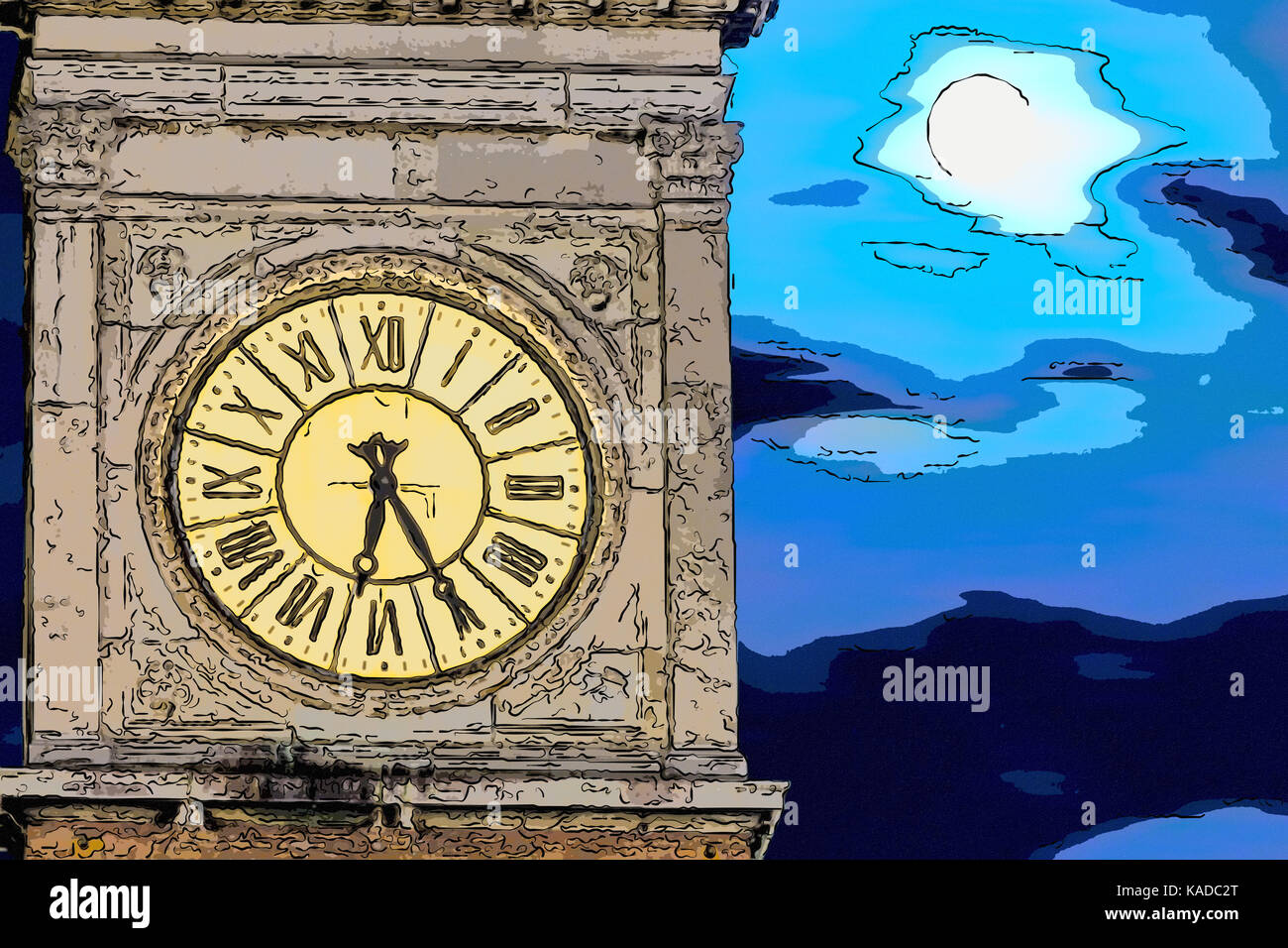 ancient clock tower at night Stock Photo Alamy