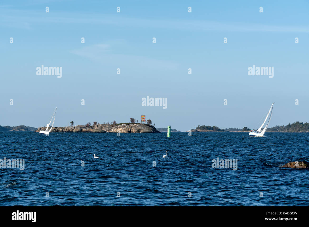 Autumn sailing in Porkkala archipelago, Kirkkonummi, Finland, Europe, EU Stock Photo