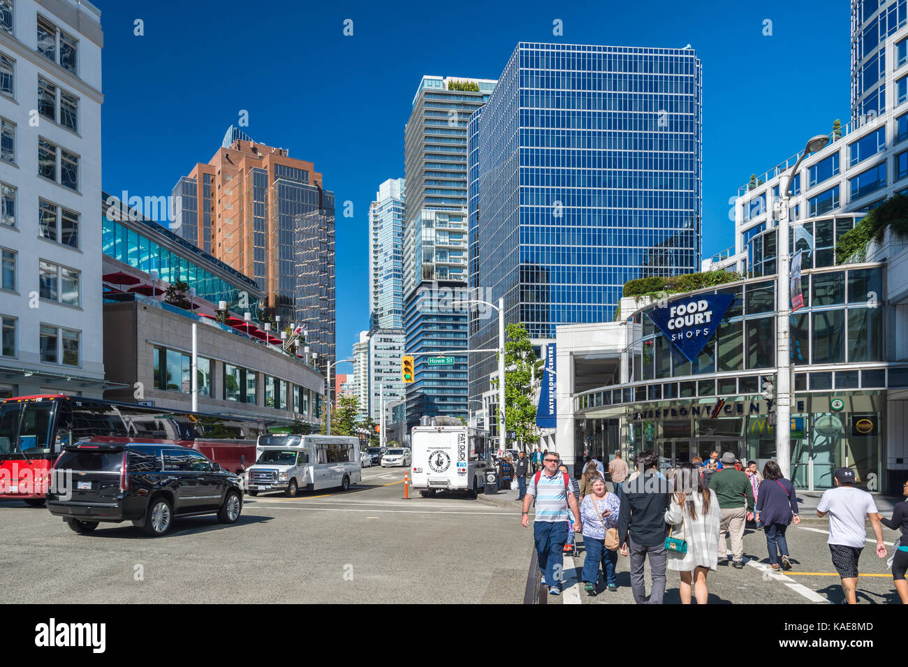 Vancouver, British Columbia, Canada - 13 September 2017: Vancouver Skyline from Cordova Street Stock Photo