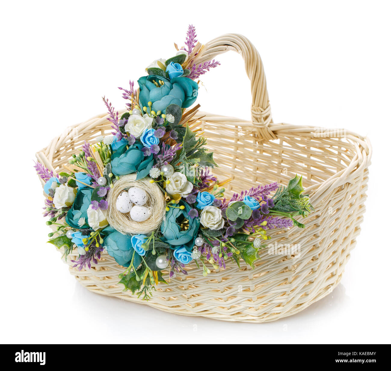 Easter basket on a white background Stock Photo