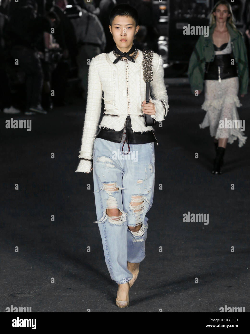NEW YORK, NY - September 09, 2017: Sohyun Jung walks the runway at the  Alexander Wang Spring Summer 2018 fashion show during New York Fashion Week  Stock Photo - Alamy