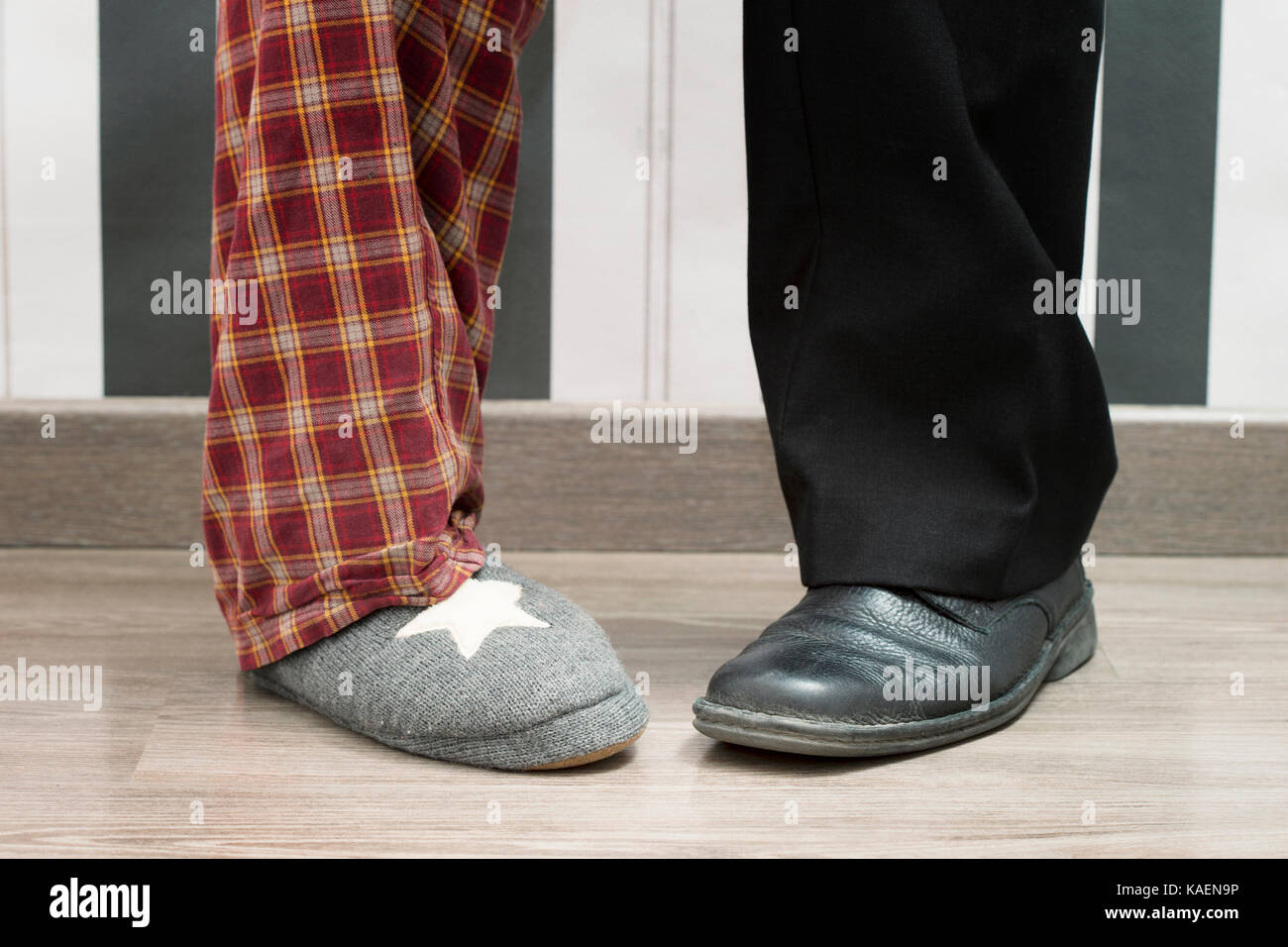 Concept of success and failure. Foot of an executive man and idl man in ...