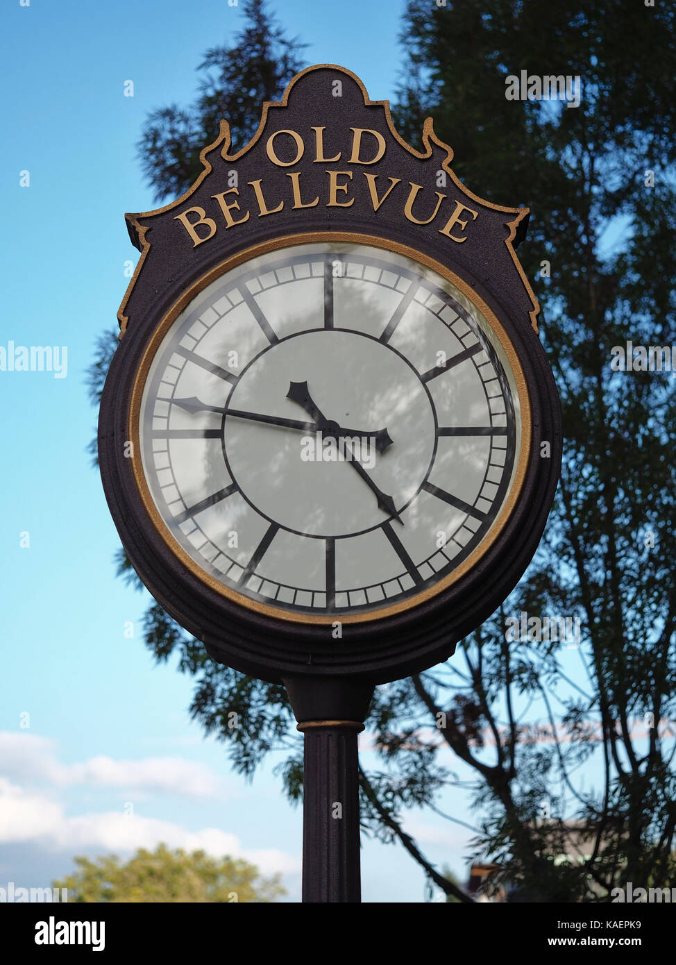 Street clock in Old Bellevue part of Bellevue city, WA, USA Stock Photo