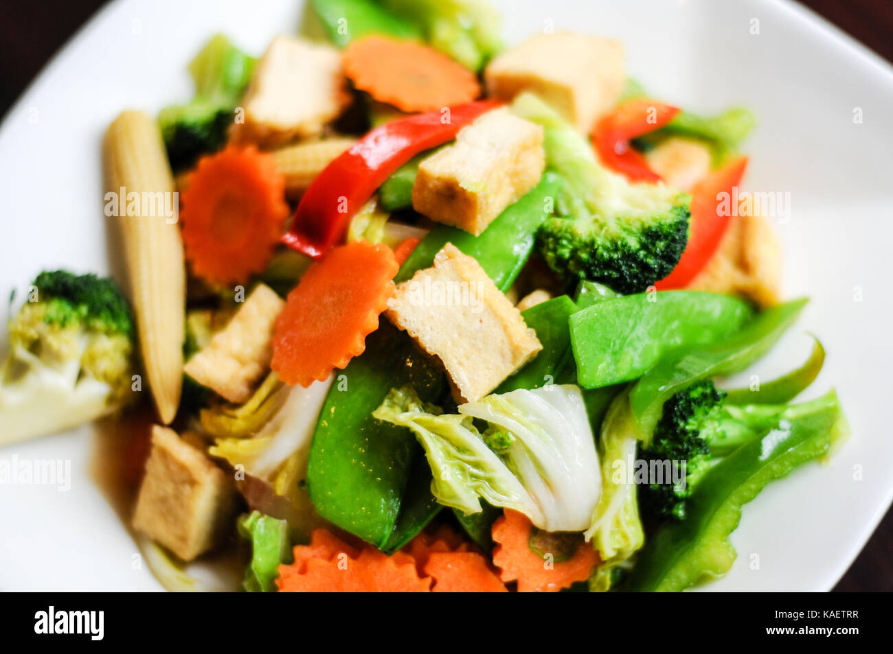 StirFried Mixed Vegetables, Stirfried broccoli, baby corn, carrots, peapods, napa and bell