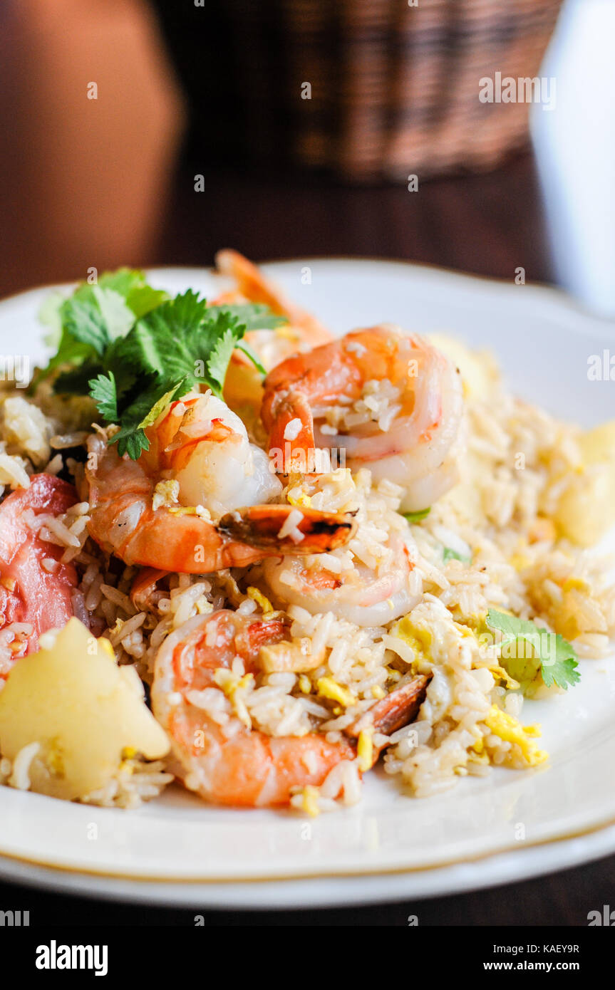 Pineapple Fried Rice, Stirfried rice with egg, pineapple, raisins