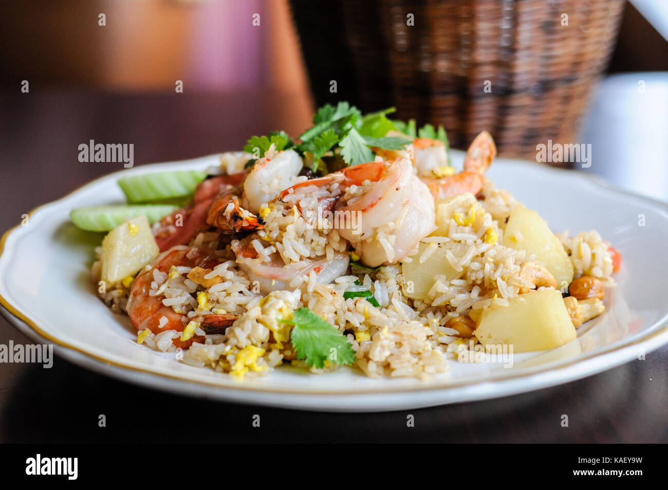 Pineapple Fried Rice, Stirfried rice with egg, pineapple, raisins