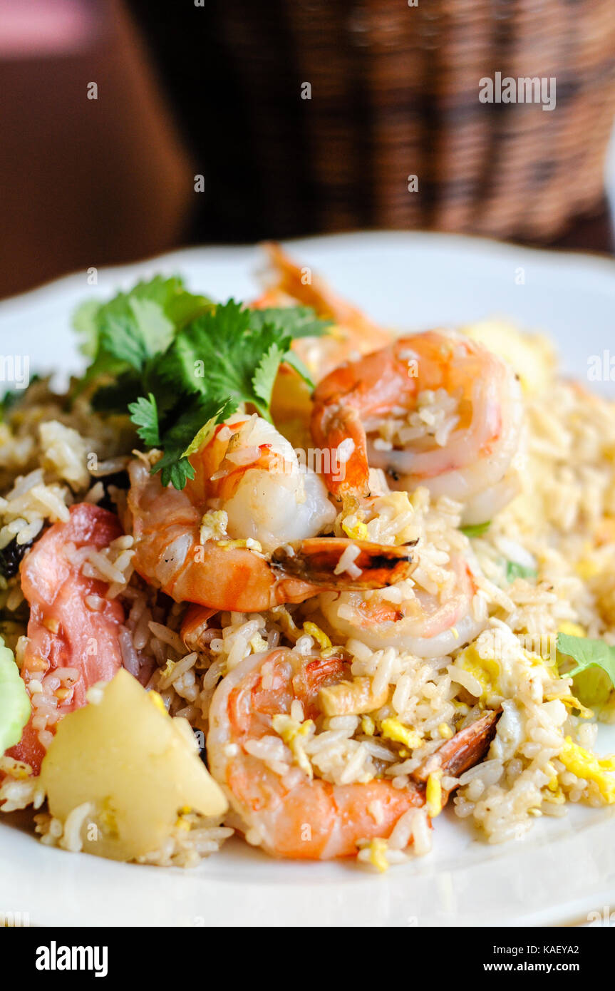 Pineapple Fried Rice, Stirfried rice with egg, pineapple, raisins