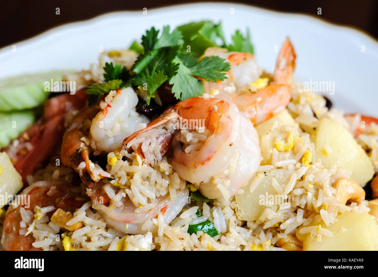 Pineapple Fried Rice, Stirfried rice with egg, pineapple, raisins