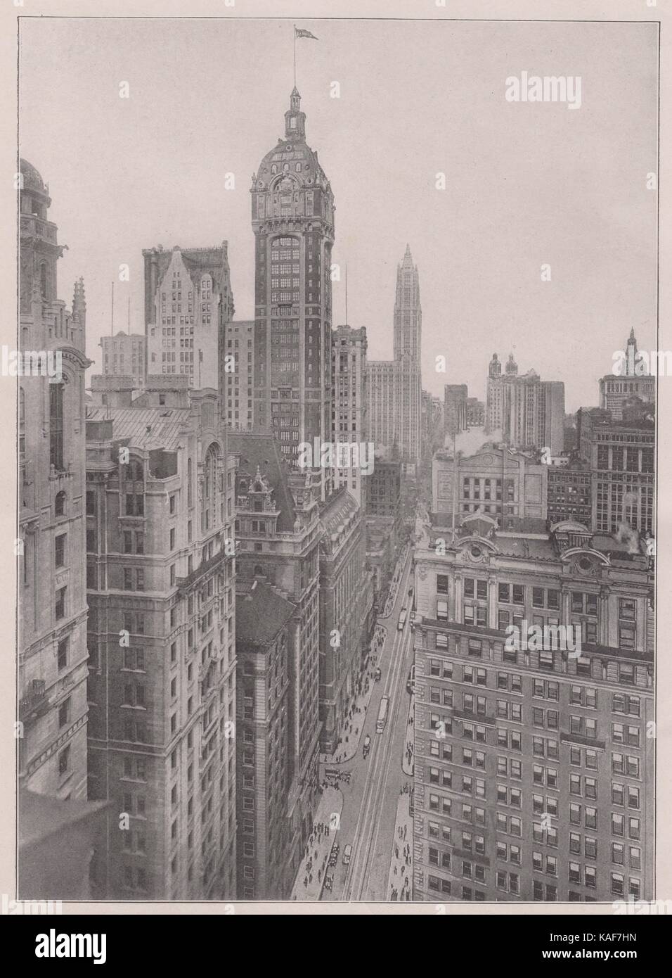 Broadway, Downtown. Broadway runs northward from the Battery as far as the city limits. In fact, it is a part of the old Albany… Stock Photo