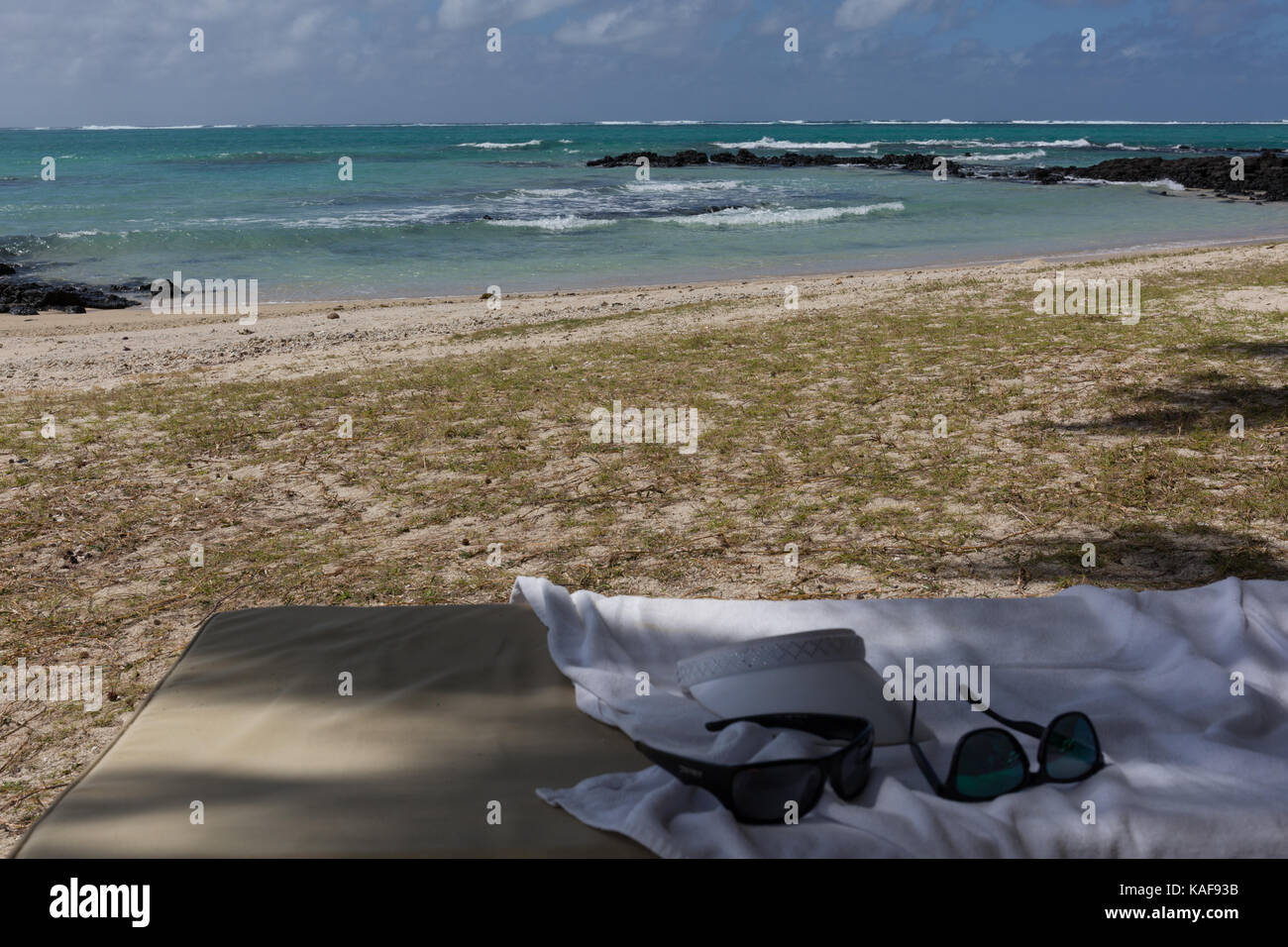 Sunbed on a beach Stock Photo