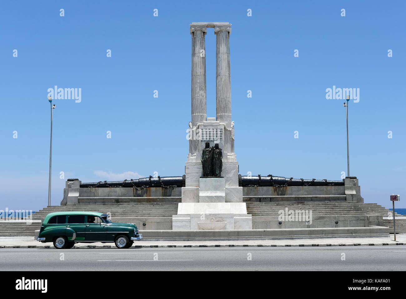 The Monument to the Victims of the USS Maine on the Malecon in the Vedado district of Havana, Cuba. Stock Photo