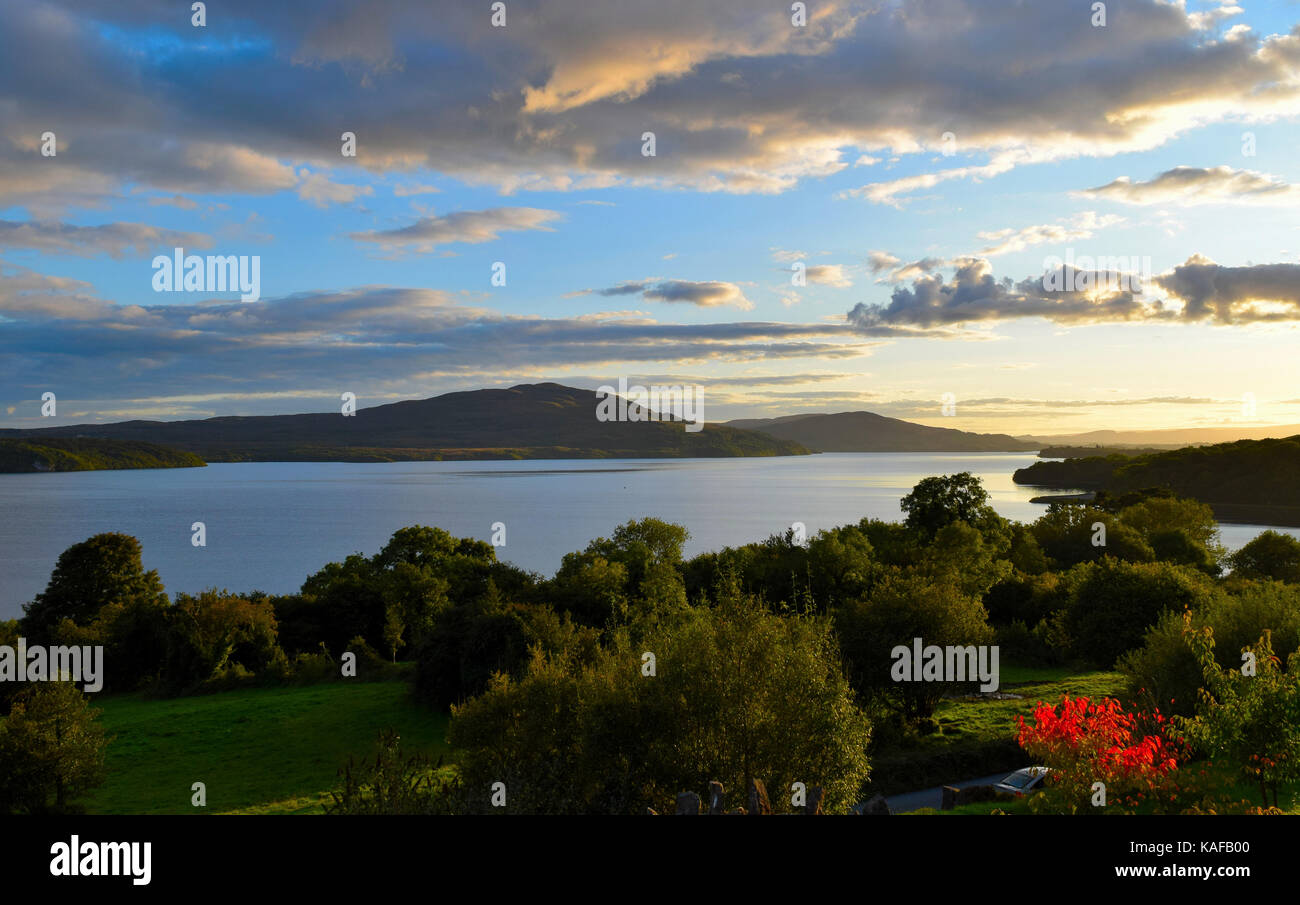 Dusk at Lough Gill of Yeats poems in Sligo, Ireland Stock Photo