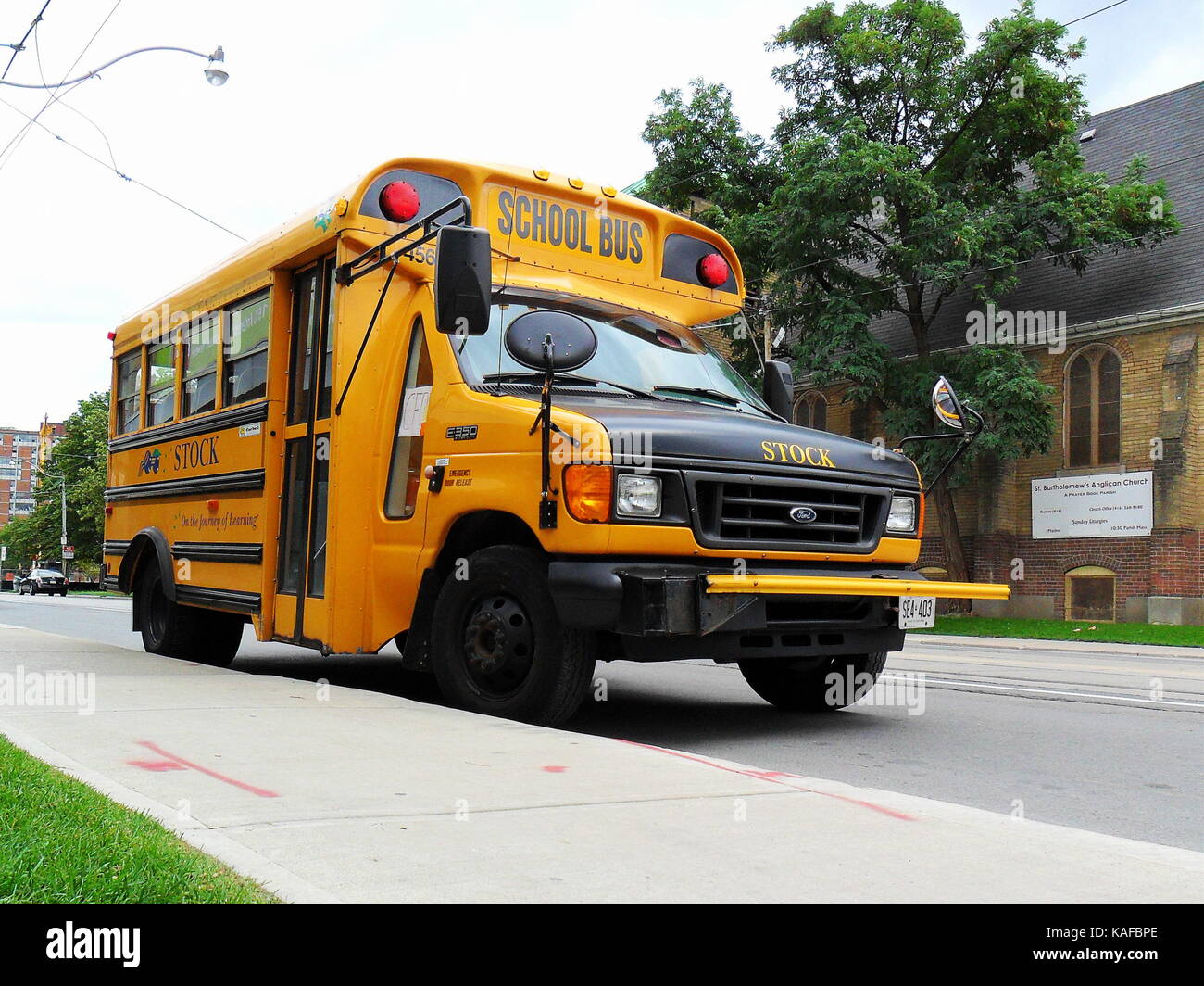 Yellow school bus in Toronto, Ontario, Canada Stock Photo