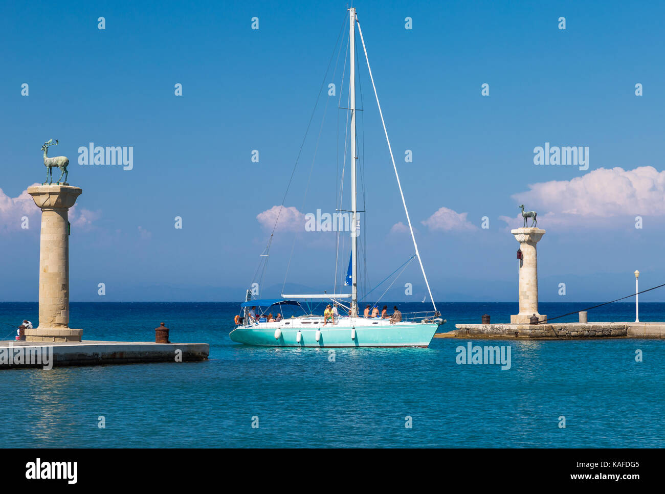 Mandraki Harbor, Rhodes, Greece Stock Photo - Alamy