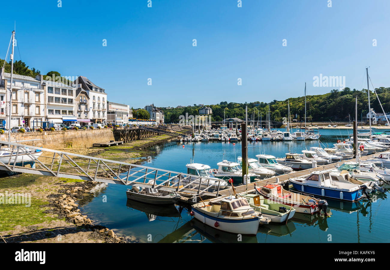 View of the port and bridge at Audierne, Brittany, France Stock Photo ...