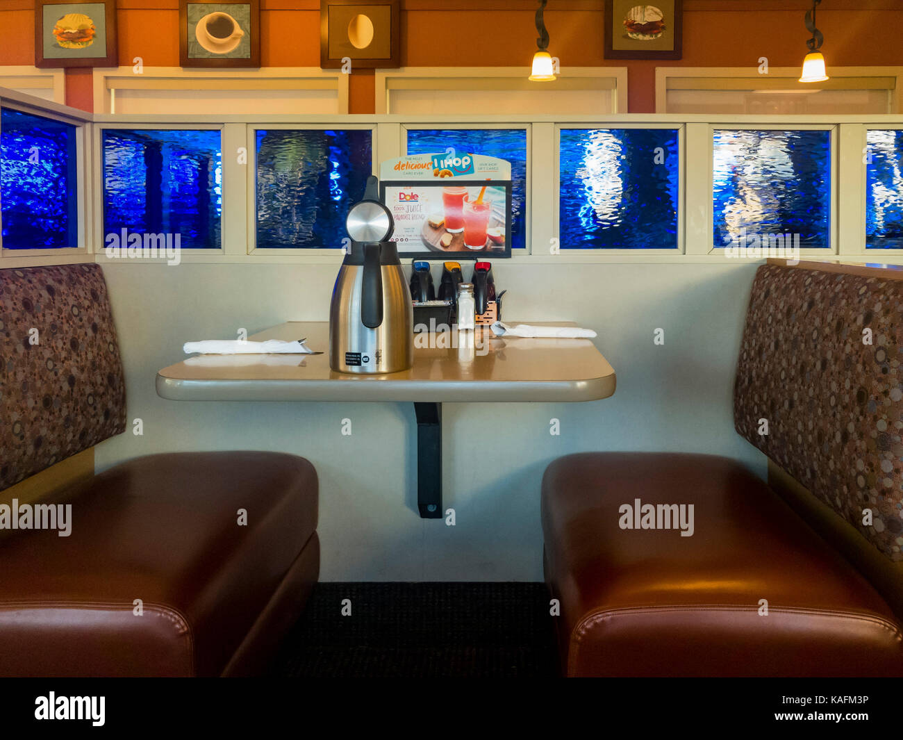 Los Angeles, SEP 23: Interior view of the famous chain restaurant - IHOP on SEP 23, 2017 at Los Angeles, California, United States Stock Photo