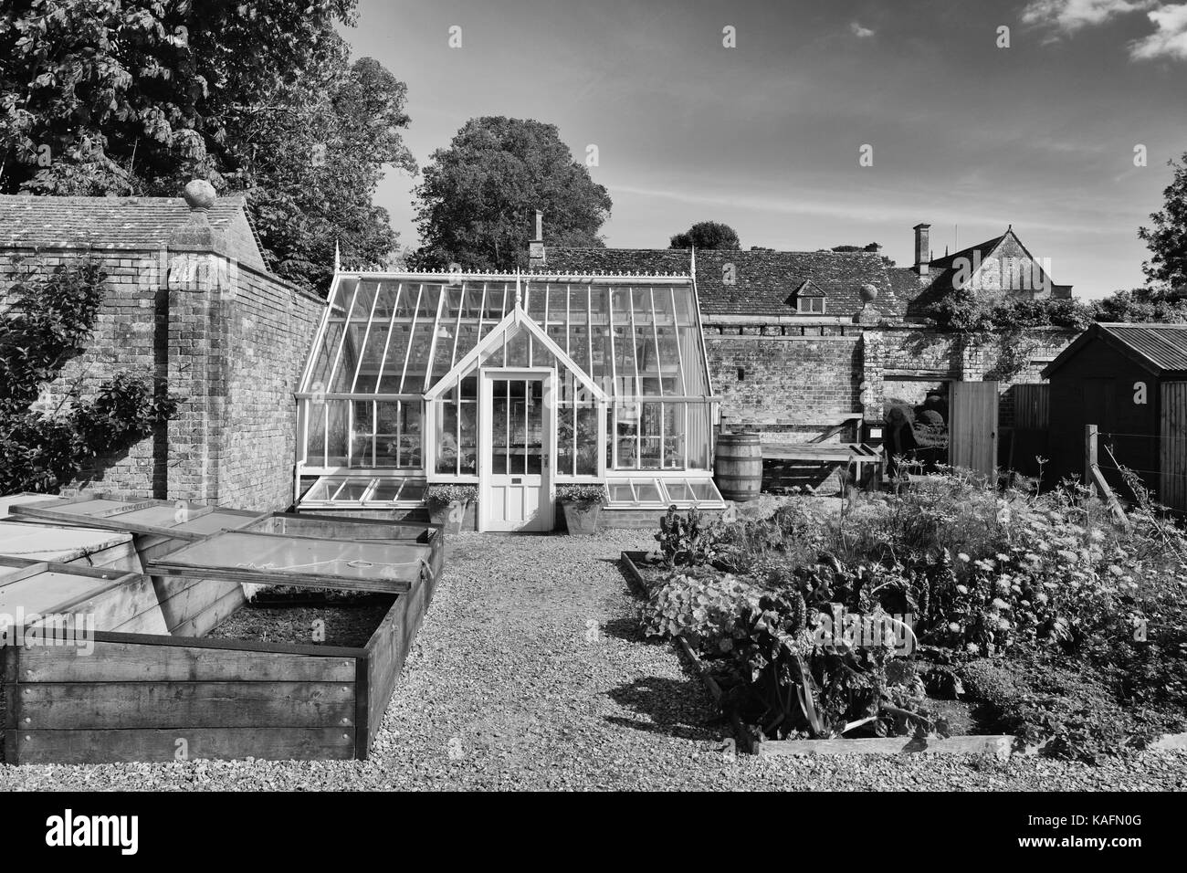 Avebury, Wiltshire, Kitchen Garden, Greenhouse Stock Photo