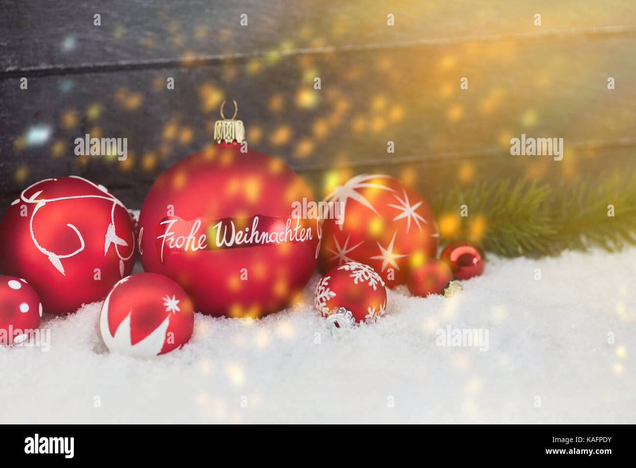 Frohe Weihnachten (Merry Christmas) background as card for the holiday Stock Photo