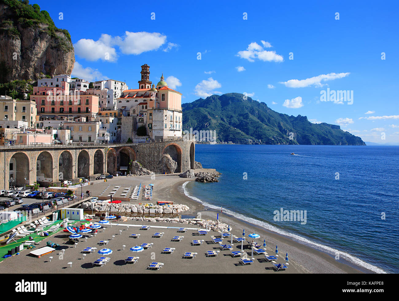 Atrani, Amalfi Coast, Peninsula of Sorrento, Campania, Gulf of Salerno, Italy. Stock Photo