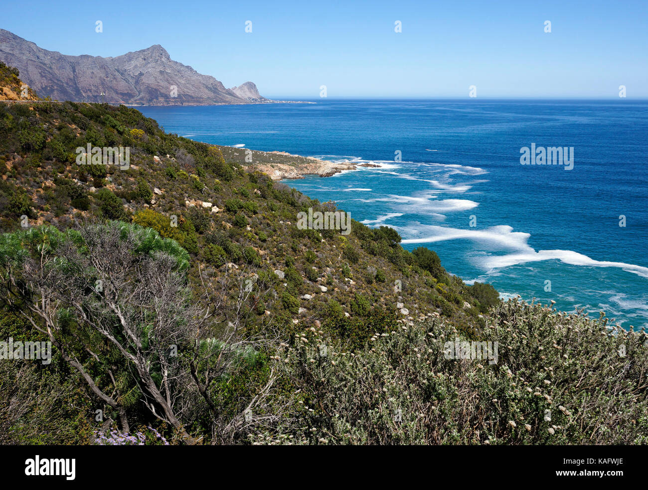 False Bay with Rooi Els in the background, Western Province, South Africa. Stock Photo
