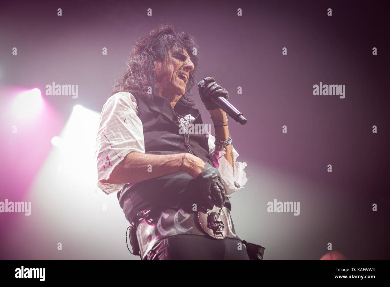Norway, Oslo – July 24, 2017. The American singer, songwriter and musician Alice Cooper performs a live concert at Sentrum Scene in Oslo. Stock Photo