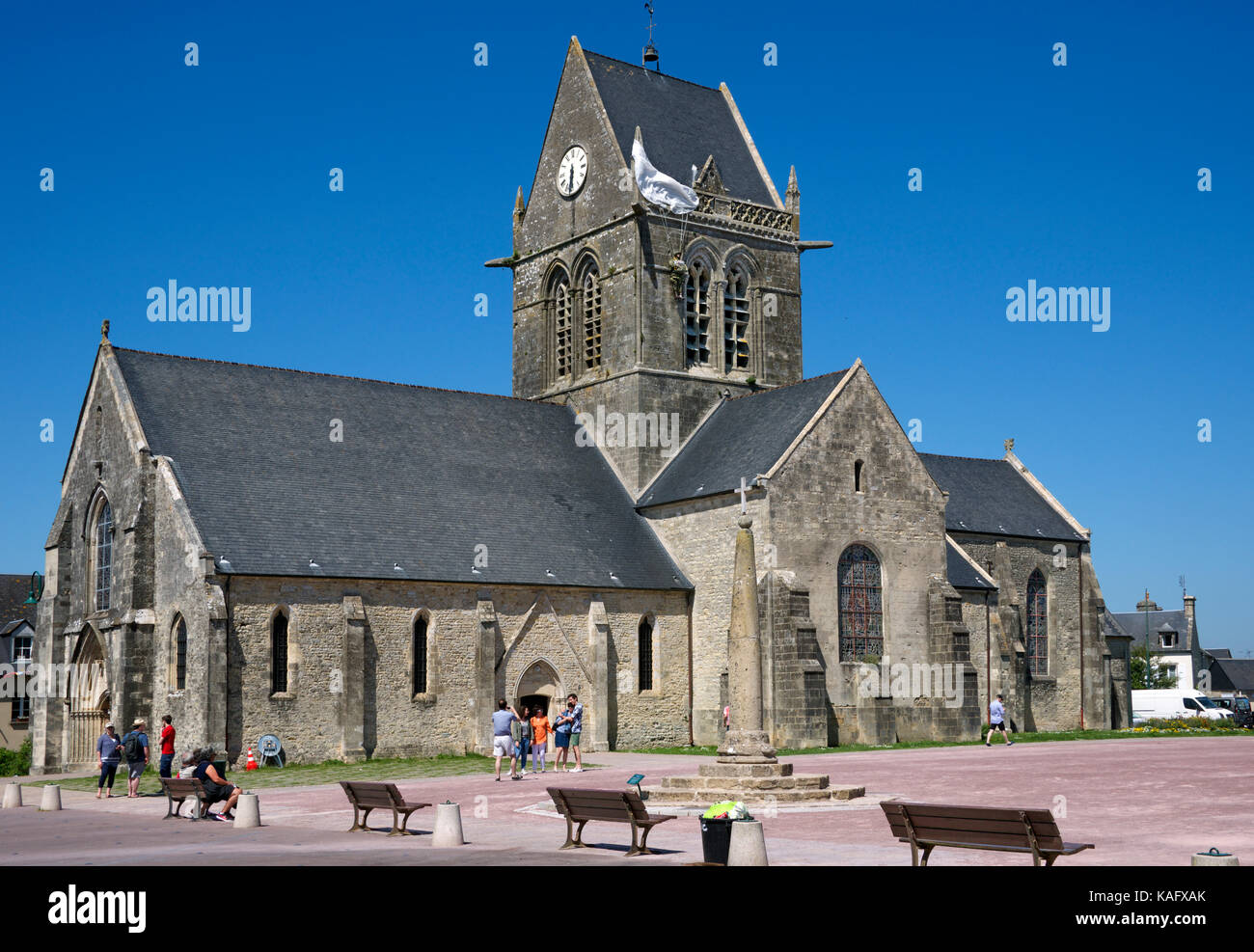 SainteMereEglise church Manche Normandy France Stock Photo Alamy