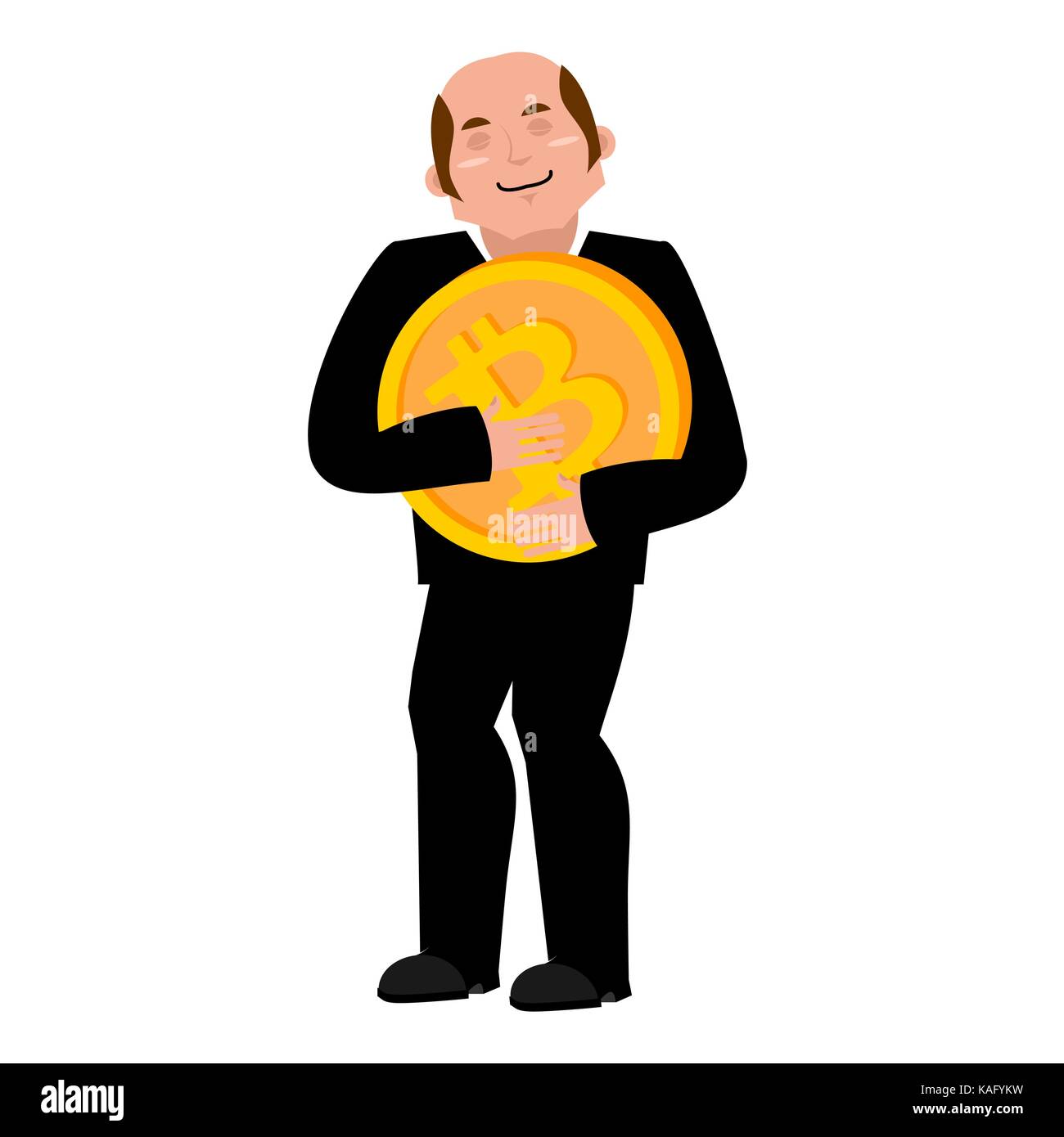 Businessman and bitcoin. Miner and pick. Guy carries crypto currency.  Mining vector illustration Stock Vector Image & Art - Alamy