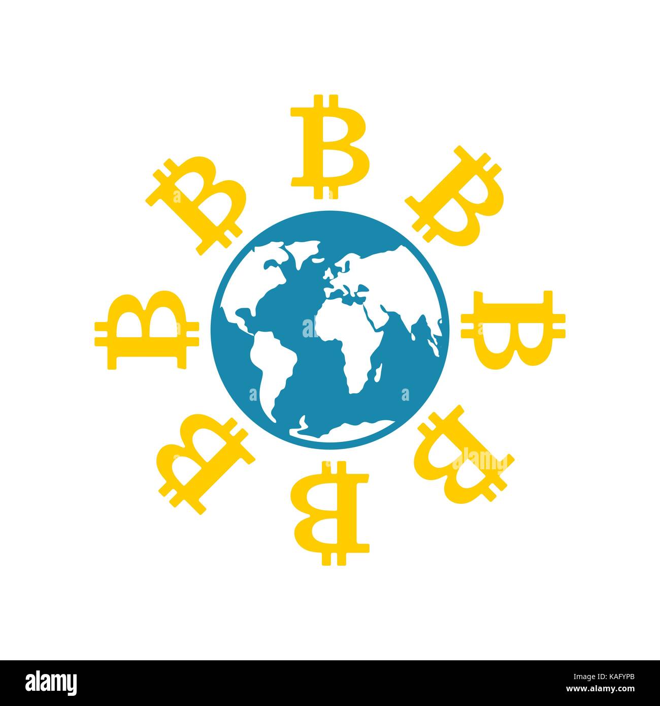 Bitcoin in world. Cryptocurrency and earth. Business icon. Financial  symbol. Vector illustration Stock Vector Image & Art - Alamy