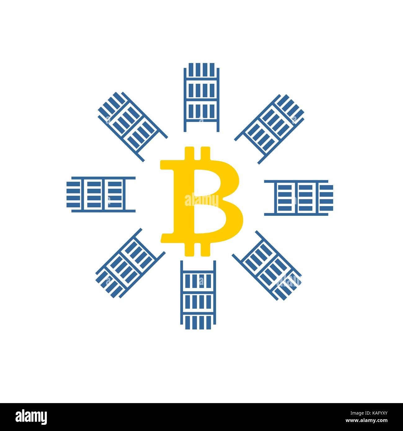 Mining bitcoin farm icon. Extraction of Cryptocurrency sign. Racks of ...