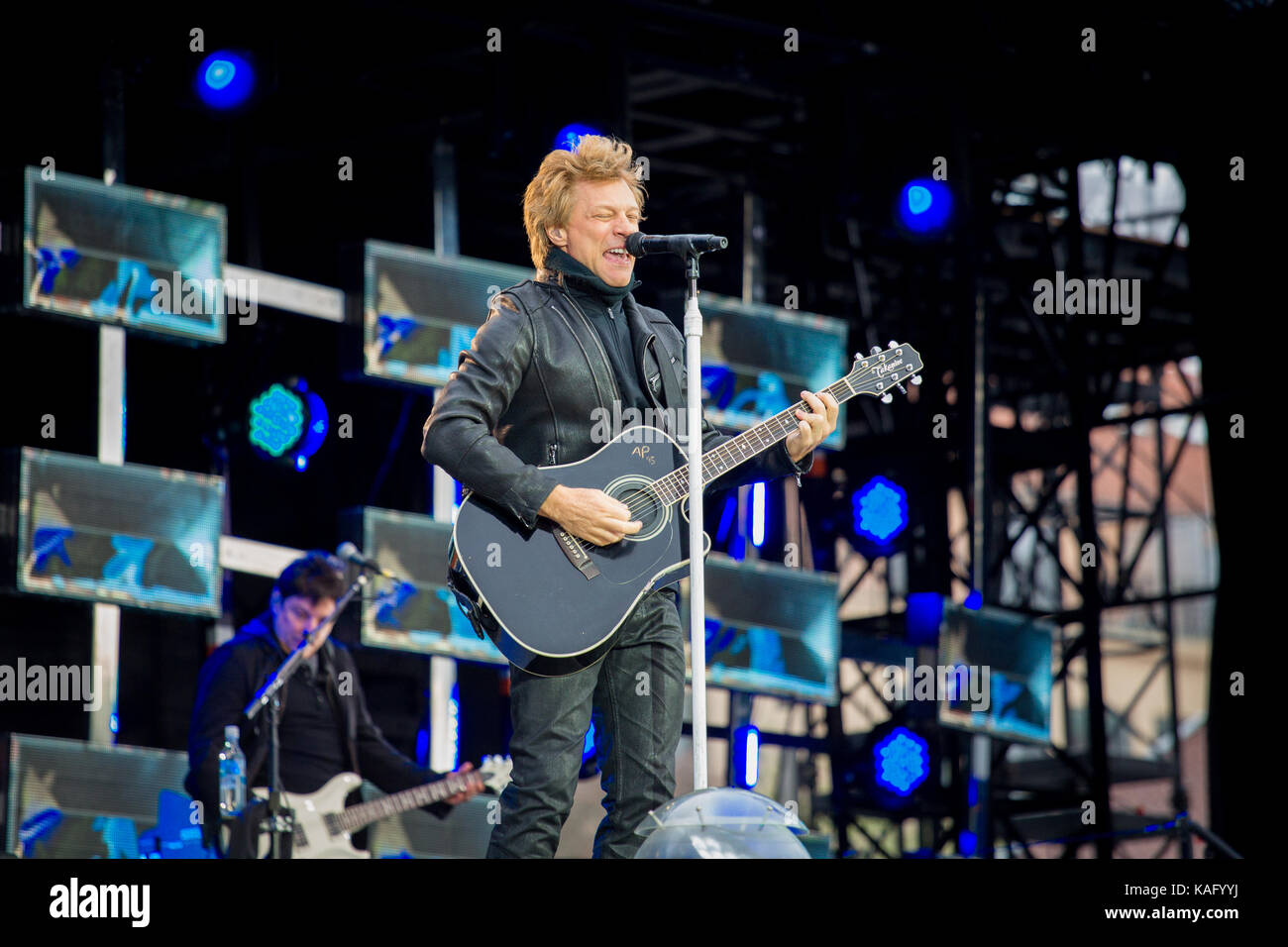 The American rock band Bon Jovi performs a live concert at Bergenhus ...