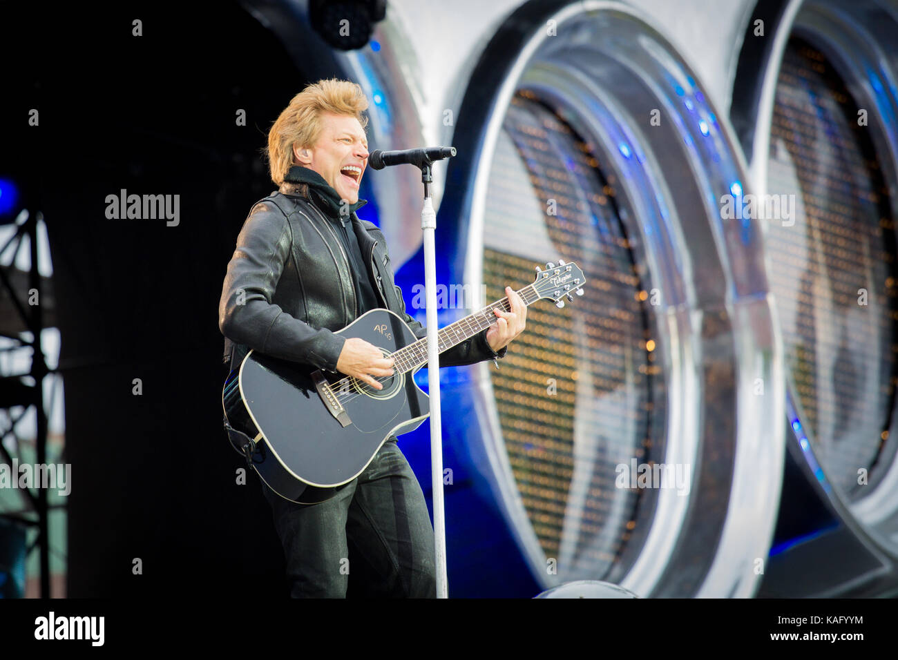 The American rock band Bon Jovi performs a live concert at Bergenhus ...